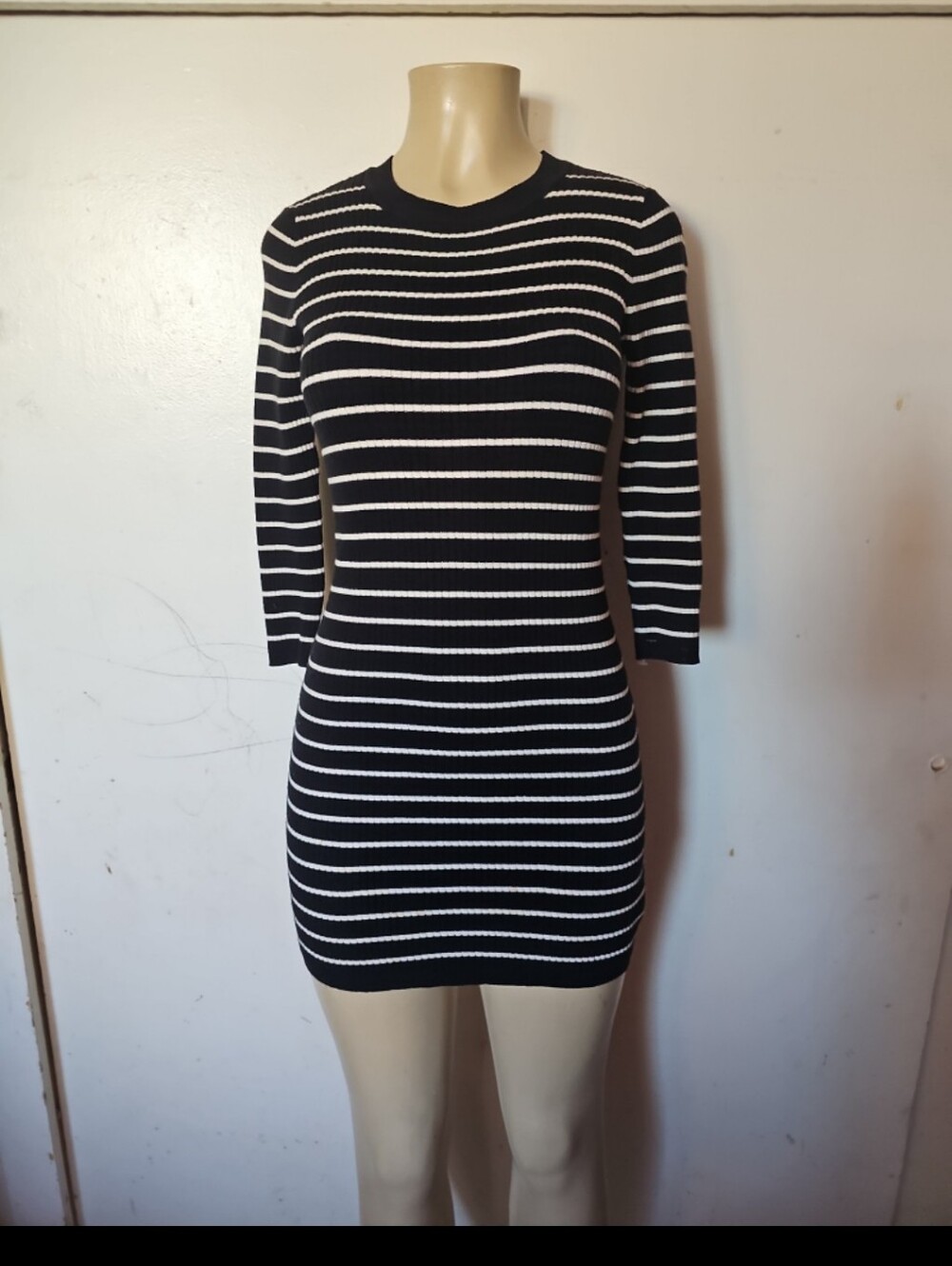 Black & White Striped Knit Dress